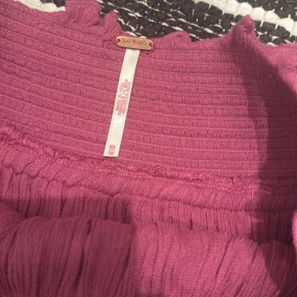 FREE PEOPLE Smocked Magenta Mini Skirt Set XS - Picture 3 of 3